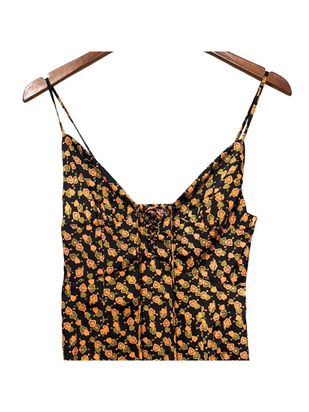 Urban Outfitter Y2K Babydoll Floral‎ Midi Dress Slit Spaghetti Straps Smocking